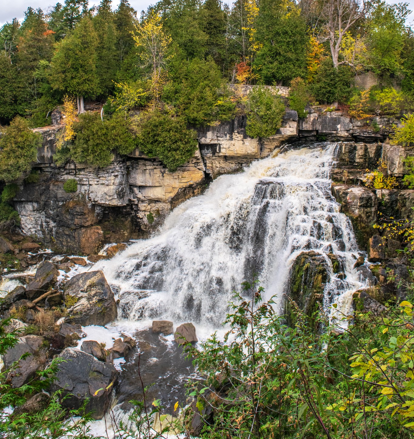 A waterfall