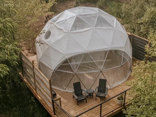 Enjoy a night under the stars in our 24 ft geodesic domes!