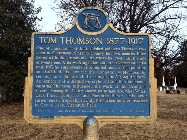 Tom Thomson historical plaque at Leith Church