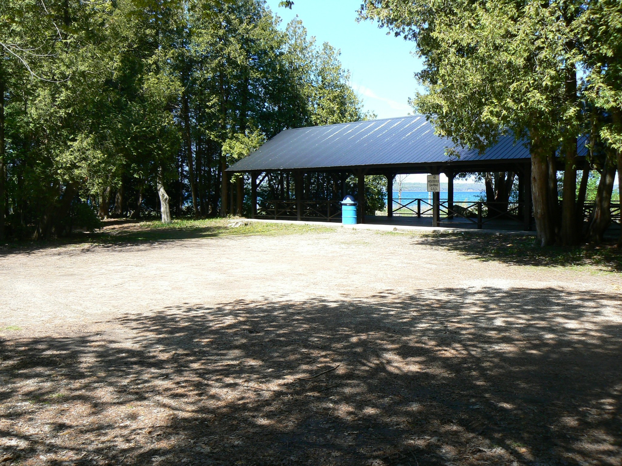 Accessible from the parking lot, the Pavilion is 100 feet from the shoreline