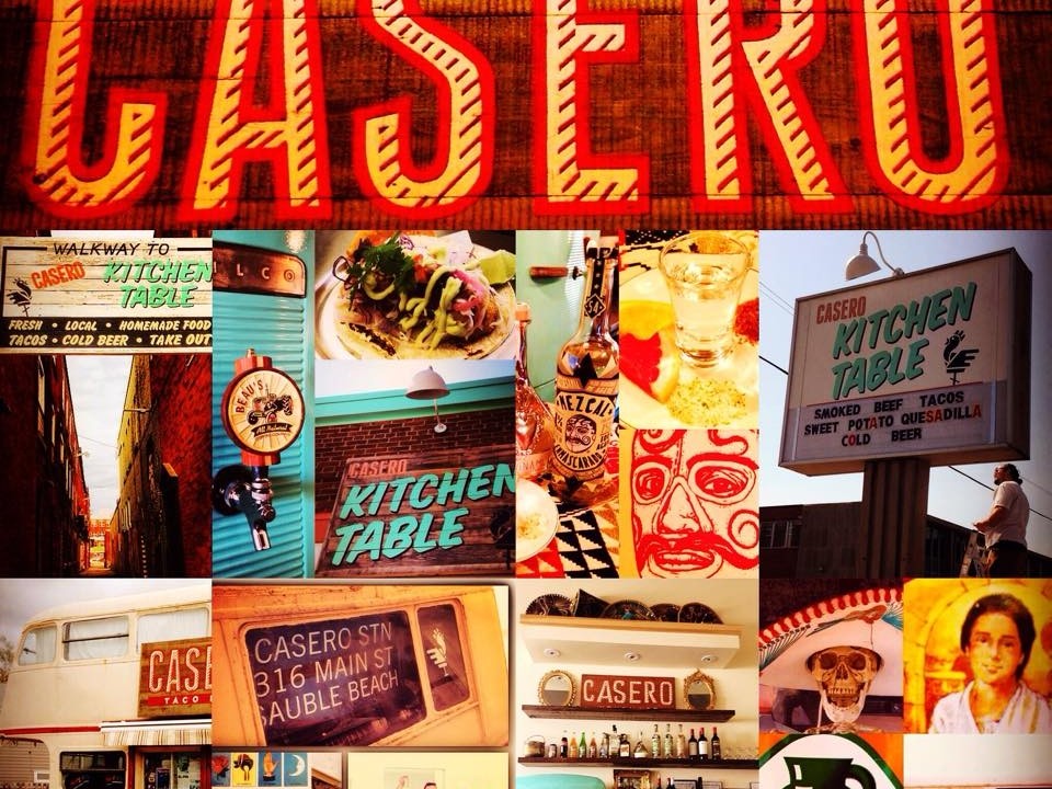 Casero sign and food collage
