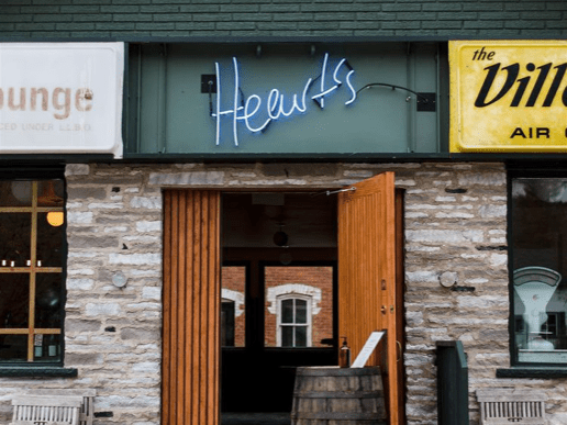 Photo of front door of Hearts Tavern and Bar