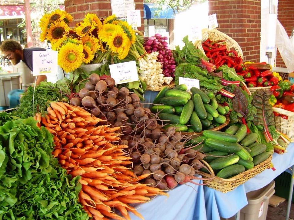 market table with vegetables