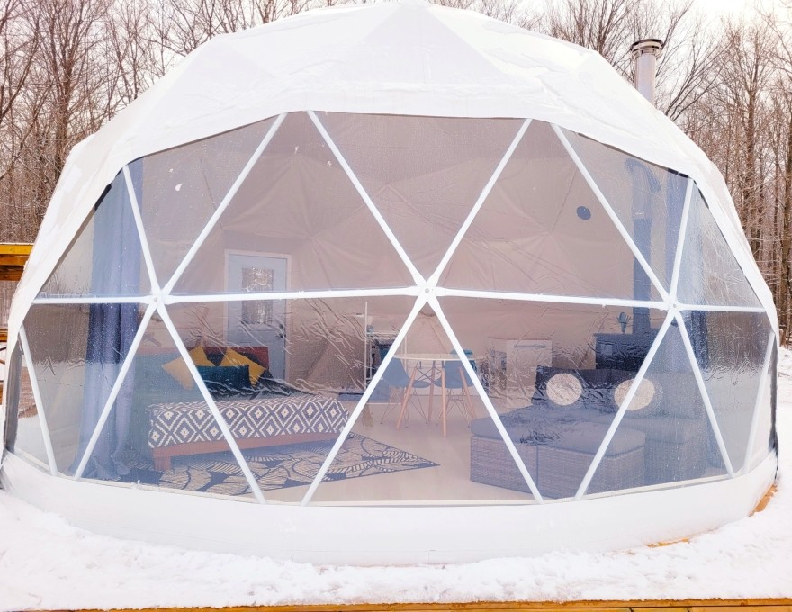 Geodesic dome for camping in