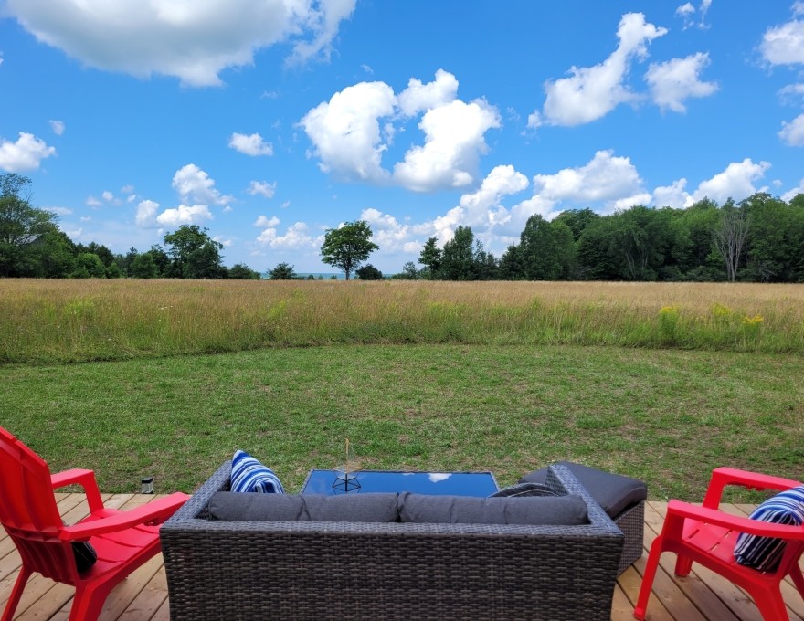 view of field from deck