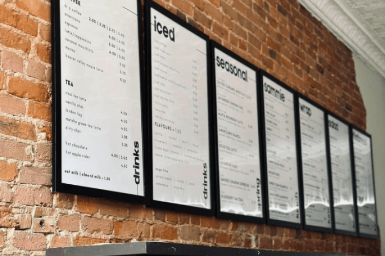 McGintys Café The menu at McGintys Café
