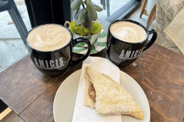 Amicis Coffee Bar (Shallow Lake) Amicis Coffee cups and desert