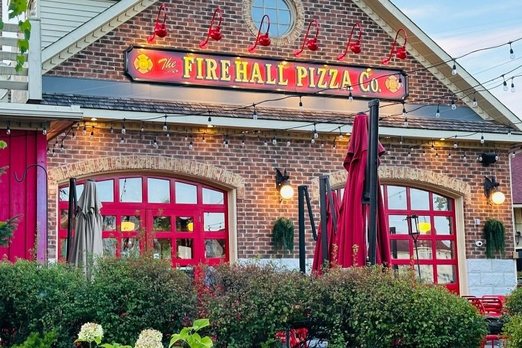Firehall Pizza Co.  The exterior and patio of Firehall Pizza Co.