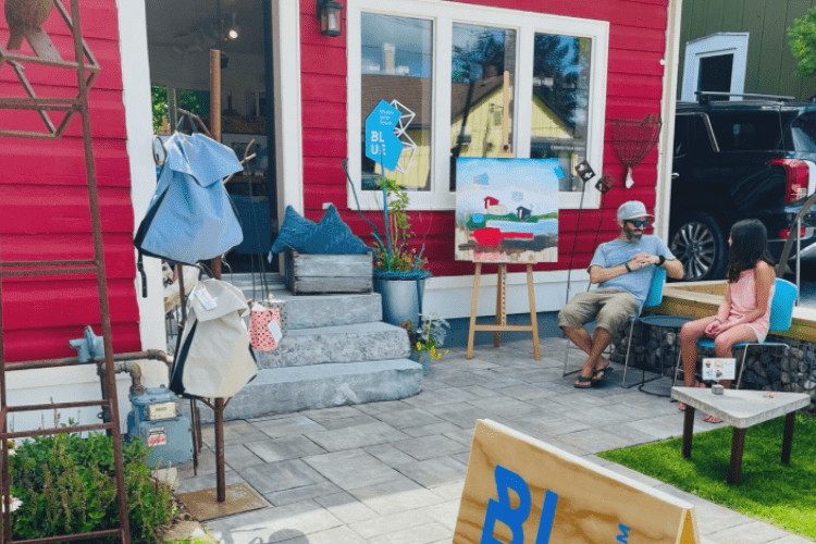 outside a gallery store