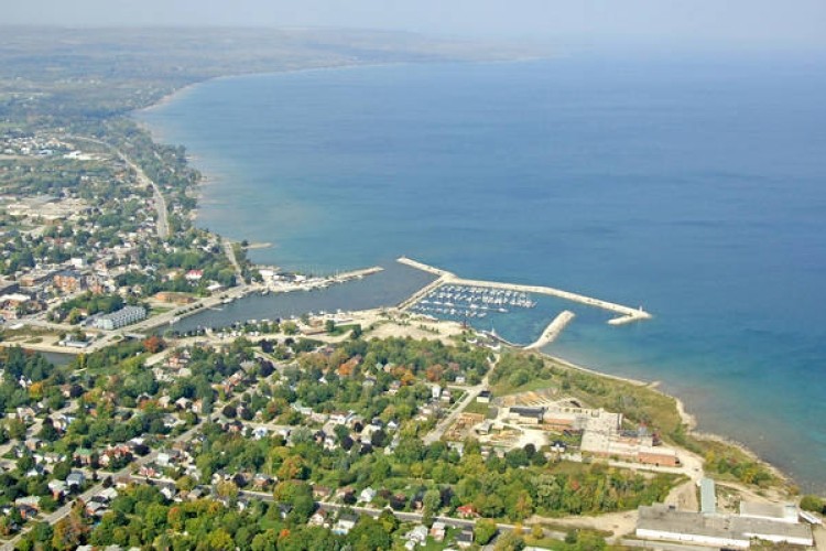Arial shot of a harbour