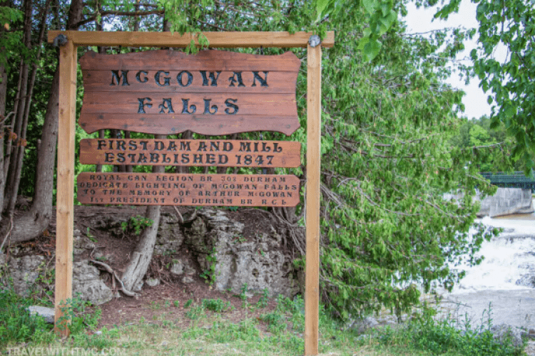 McGowan Falls sign in front of the falls