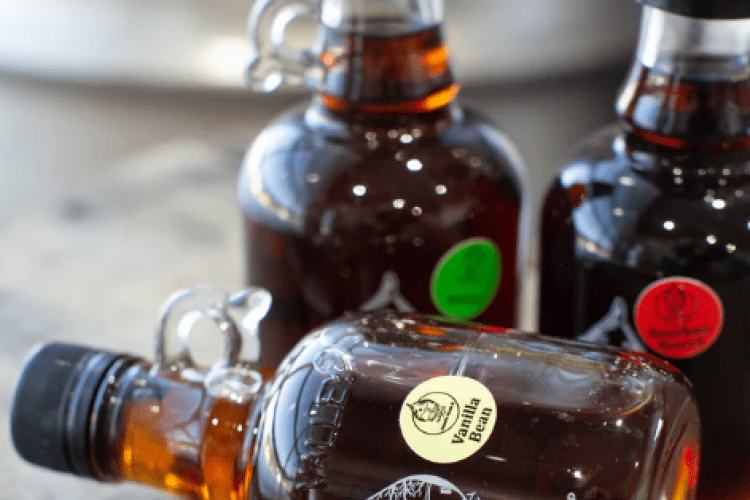 bottles of maple syrup 