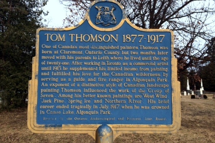Tom Thomson historical plaque at Leith Church