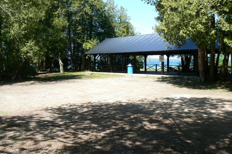 Accessible from the parking lot, the Pavilion is 100 feet from the shoreline