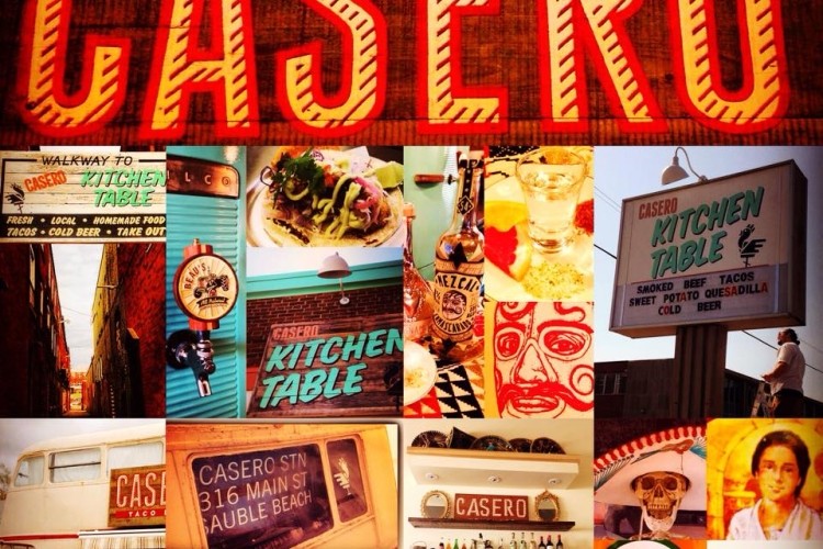 Casero sign and food collage