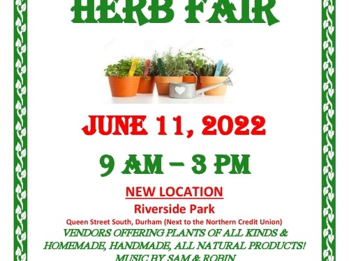 Welcome back to the Durham Herb Fair. New location: Riverside Park in Durham.