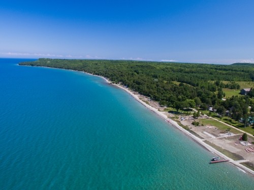 Arial view of the Big Bay shoreline