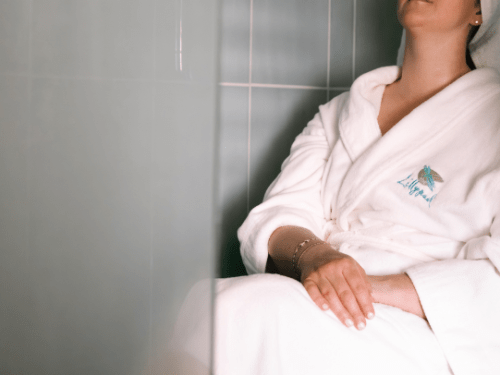 Someone relaxing with a robe on
