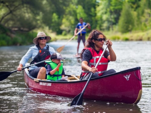 Paddlers in canoe