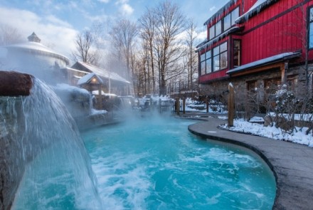 a winter day at Scandinave Spa Blue Mountain