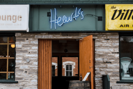Photo of front door of Hearts Tavern and Bar