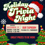 Event poster for holiday trivia night at Thornbury Craft Co