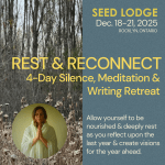 Candle and forest and person meditating and description of event