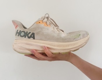 Someone holding Running shoes