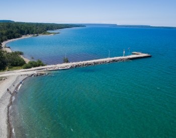 an ariel view of the Big Bay dock