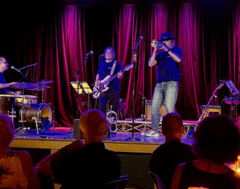 a band playing on stage 