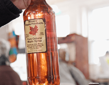 a bottle of maple syrup 