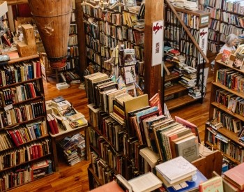 overhead view of book store